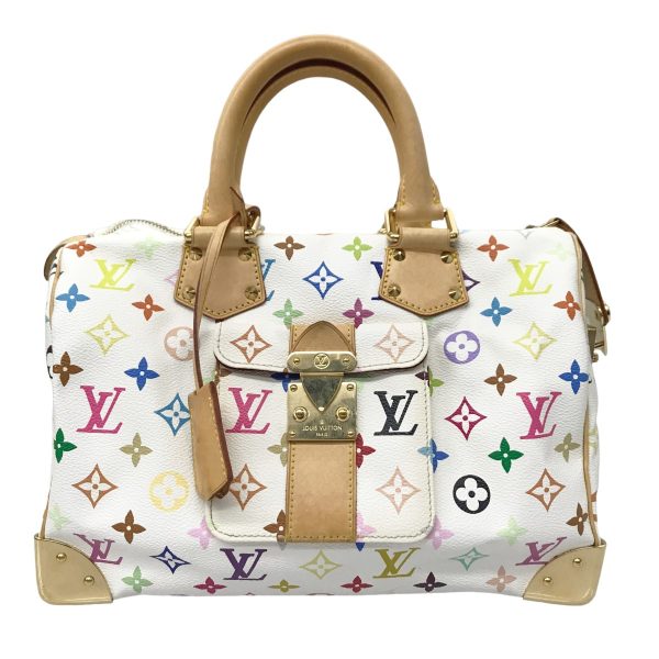 1 Louis Vuitton Speedy 30 Monogram Multicolor Handbag White