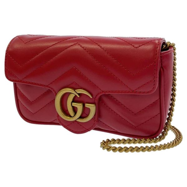 1 Gucci Chain Shoulder Bag GG Marmont Super Mini Pouch Red