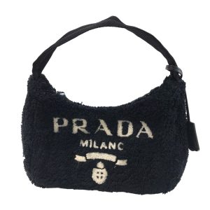 1 Prada Handbag Crossbody Shoulder Bag NylonLeather Black