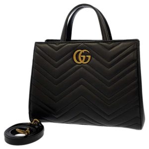 1 Gucci Bamboo Handbag Shoulder Bag 2way Black