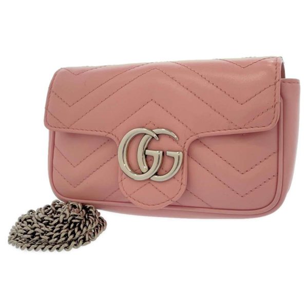 1 Gucci Chain Shoulder Bag GG Marmont Quilted Mini Pink