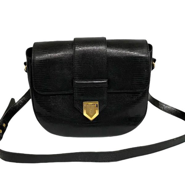 1 Yves Saint Laurent Metal Fittings Leather Genuine Shoulder Bag Black