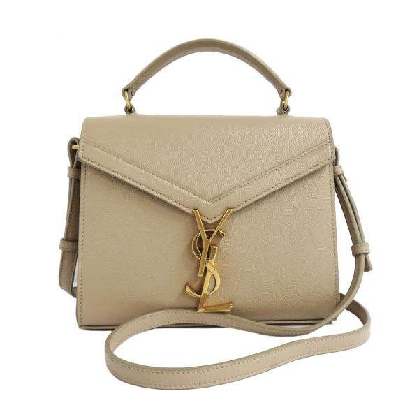 1 Saint Laurent Cassandra Top Handle Mini Leather Dark Beige