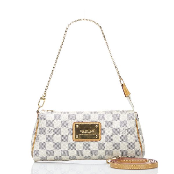 1 Louis Vuitton Damier Azur Eva Chain Shoulder Bag White Leather