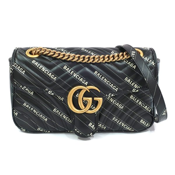 1 Gucci Balenciaga Shoulder Bag GG Marmont Hacker Black