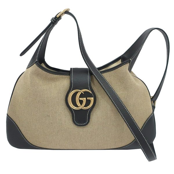 1 Gucci Shoulder Bag Aphrodite Medium Leather BeigeBlack