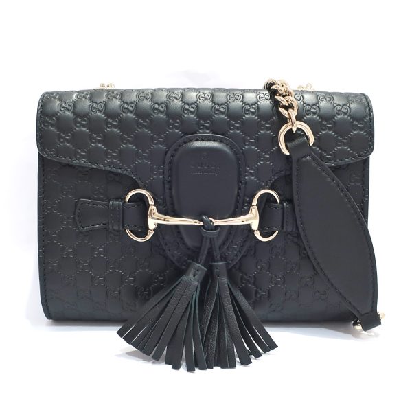 1 Gucci Chain Shoulder Bag Emily Micro Guccisima Black