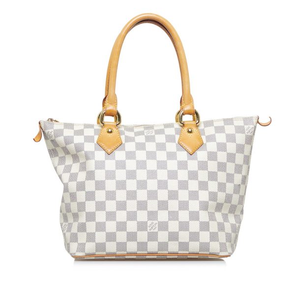 1 Louis Vuitton Damier Azur Saleya PM Tote White Leather