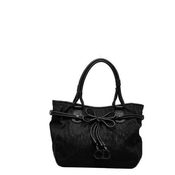 1 Copy Dior Trotter Ribbon Tote Bag Black Nylon Leather