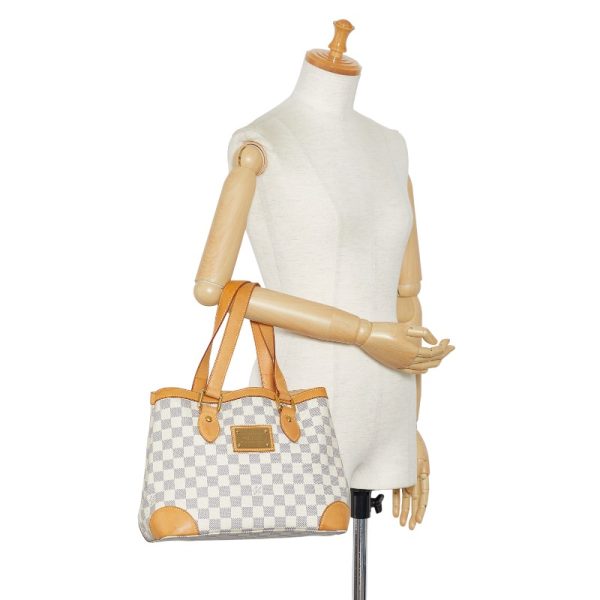 10 Louis Vuitton Damier Azur Hampstead PM Handbag White PVC Leather