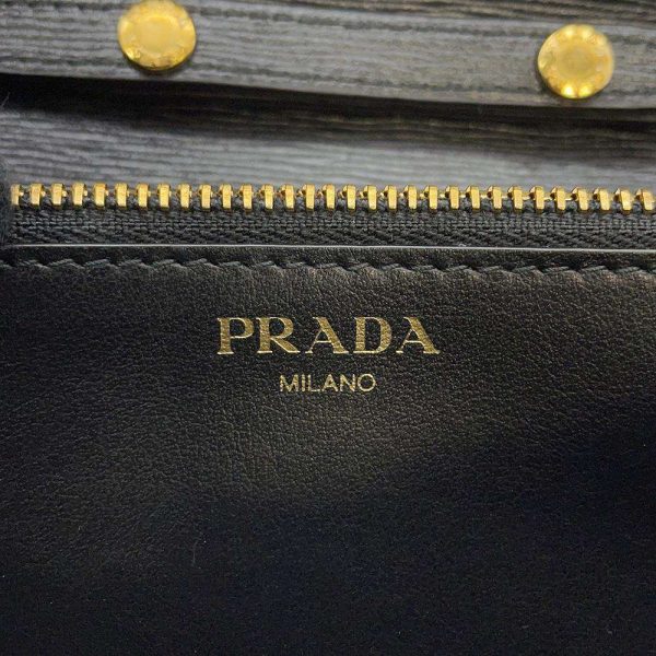 10 Prada Chain Wallet Logo Leather Black