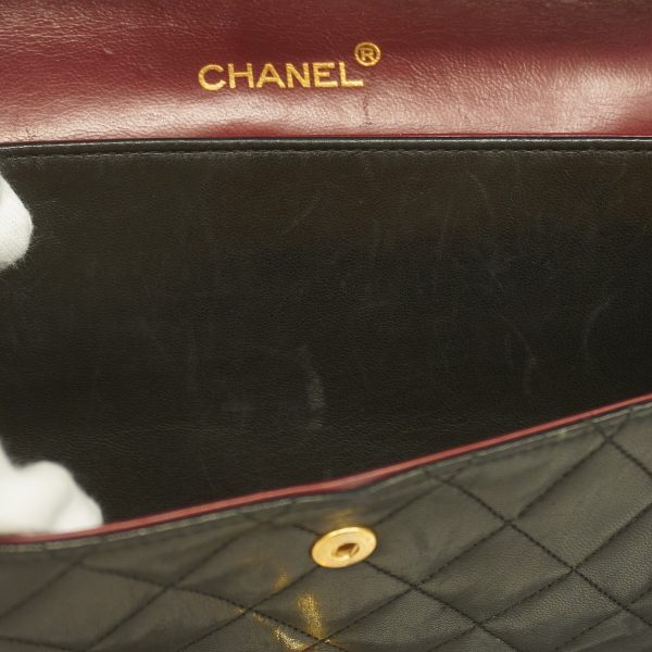 10 Chanel Matelasse W Flap W Chain Lambskin Black