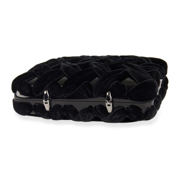 105213 ad1 Chanel Black Velvet Resin Box Clutch with Chain