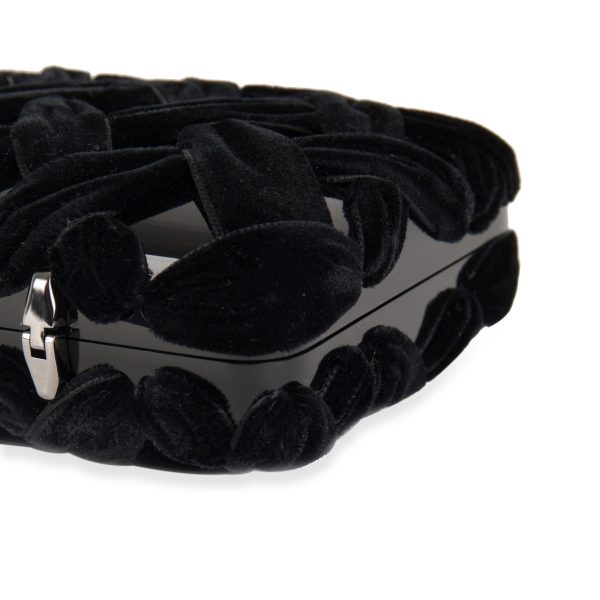 105213 ad2 Chanel Black Velvet Resin Box Clutch with Chain