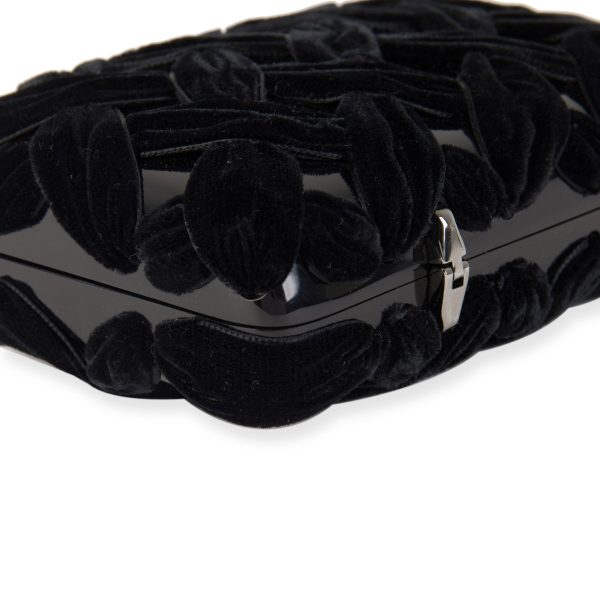 105213 ad3 Chanel Black Velvet Resin Box Clutch with Chain