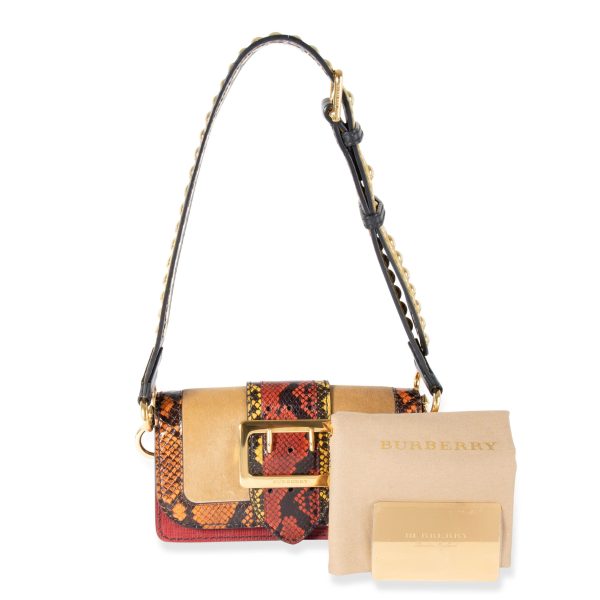 105501 box Burberry Multi Color Patchwork Snakeskin Leather Buckle Bag
