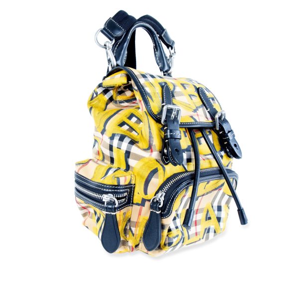 105502 av 1835864f 4e9b 4c1c a884 112756009626 Burberry Yellow Check Print Graffiti Small Rucksack