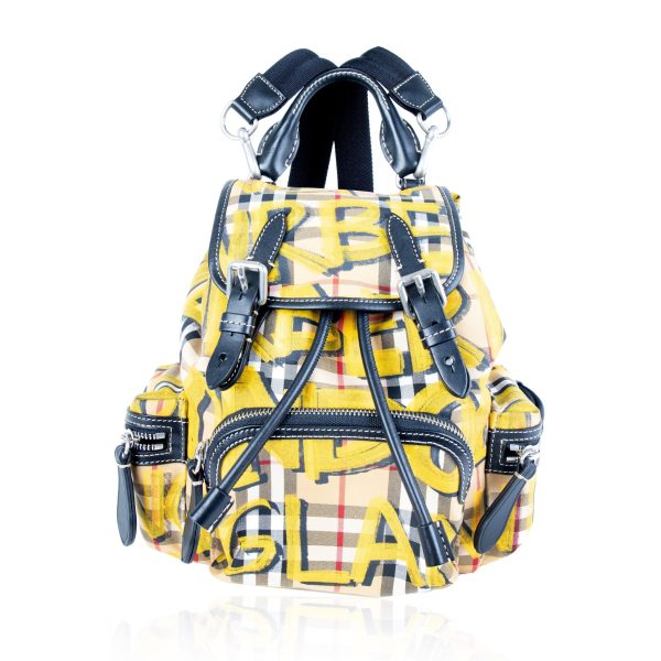 105502 fv 5553c36e 5a71 4f0d a4d6 db795cd7fc79 Burberry Yellow Check Print Graffiti Small Rucksack