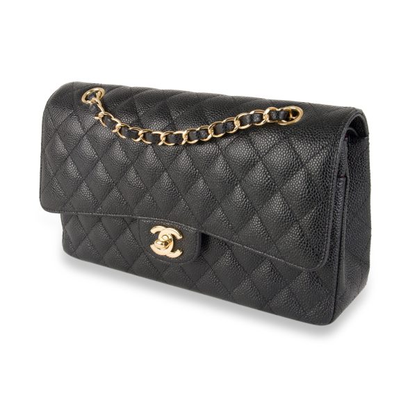 105530 ad1 561434d2 ef51 4b3a b901 f41e45237bc8 Chanel Black Quilted Caviar Leather Medium Classic Double Flap Bag