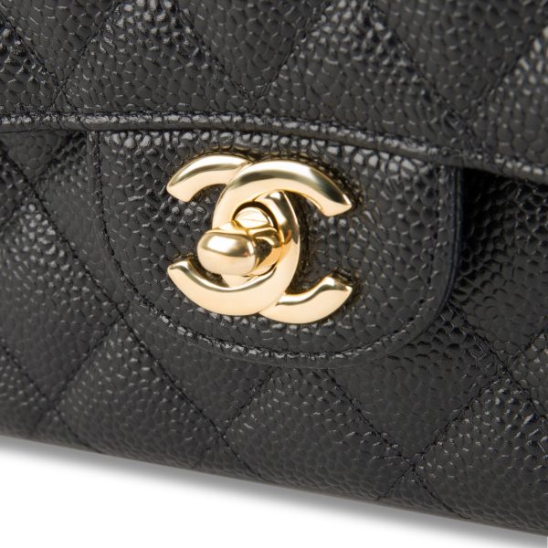 105530 clasp Chanel Black Quilted Caviar Leather Medium Classic Double Flap Bag