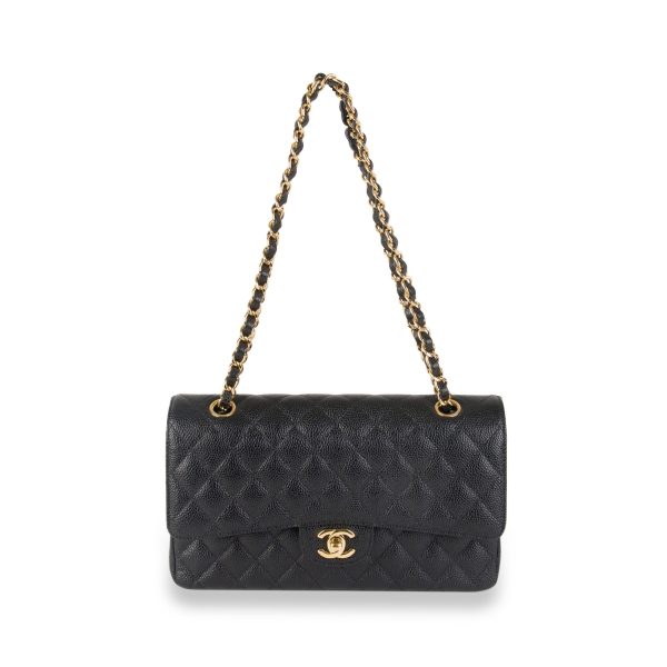 105530 pv Chanel Black Quilted Caviar Leather Medium Classic Double Flap Bag