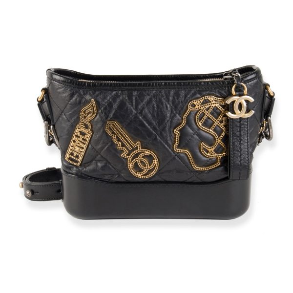 105534 fv 28d264cb 4991 46a1 90d2 3acffbbd1352 Chanel Black Aged Calfskin Quilted Charms Small Gabrielle Bag