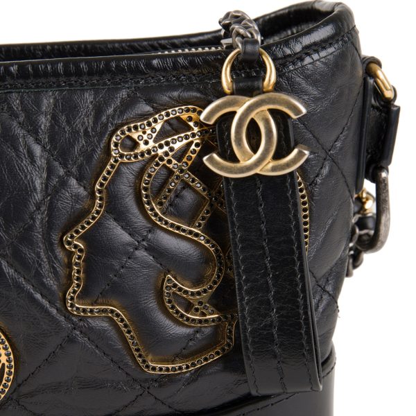 105534 stamp 5bfd552c b5cf 484d 89bc e96af1ea08ee Chanel Black Aged Calfskin Quilted Charms Small Gabrielle Bag