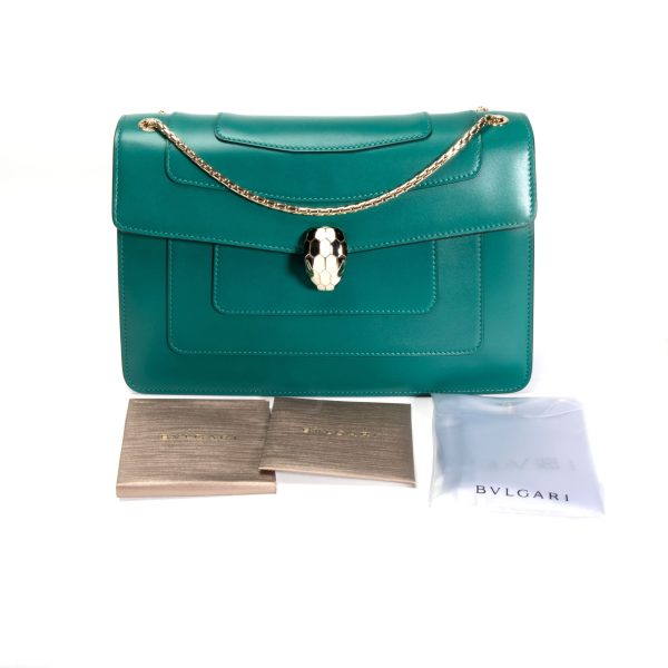 105940 box 549bceda af85 4bfe af64 9c40060fb87a Bvlgari Serpenti Forever Emerald Green Calf Leather Shoulder Bag