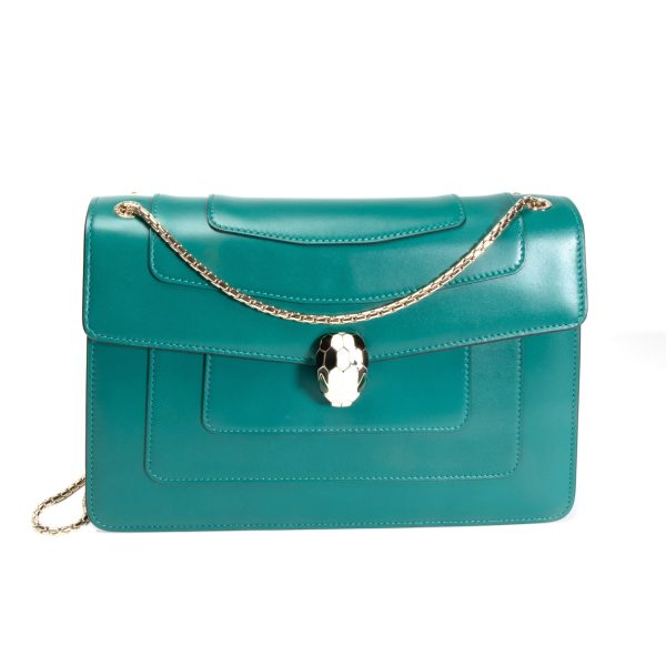 105940 fv abc0a663 f25d 49e7 b386 a66f790647db Bvlgari Serpenti Forever Emerald Green Calf Leather Shoulder Bag