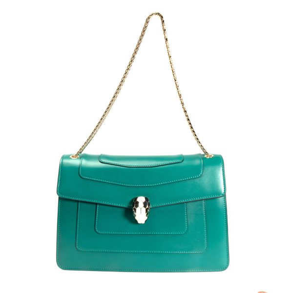 105940 pv 9e94b14d e7fb 4a8f ac72 68dfb5e6ad75 Bvlgari Serpenti Forever Emerald Green Calf Leather Shoulder Bag