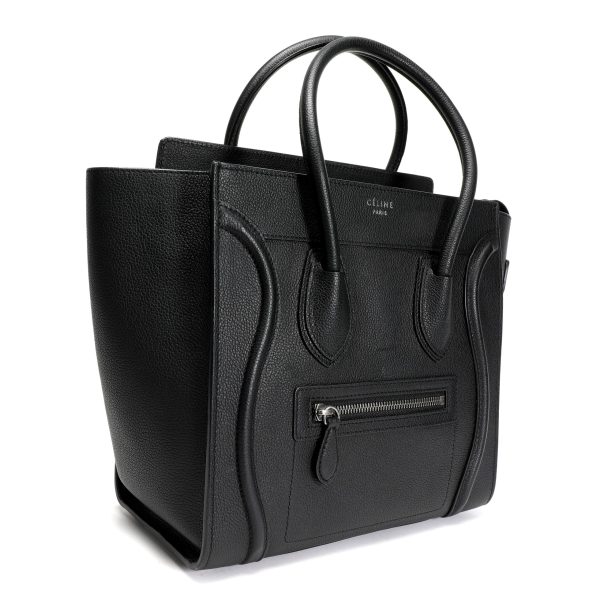 106279 av 3b18a454 63ae 4876 9ffe 16ef349ff24b Céline Black Calfskin Leather Micro Luggage Tote