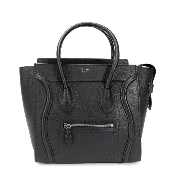 106279 fv d8efedd5 2a60 4370 b802 657bb9100b89 Céline Black Calfskin Leather Micro Luggage Tote