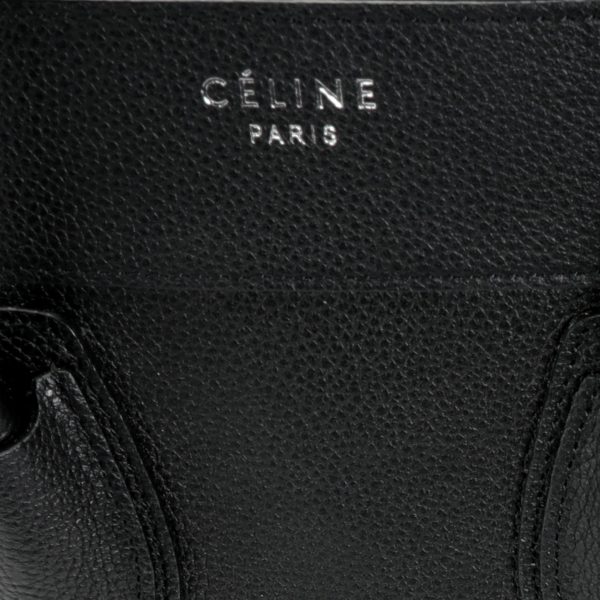 106279 stamp 41434625 039d 421c 90f6 814f049c0ff4 Céline Black Calfskin Leather Micro Luggage Tote