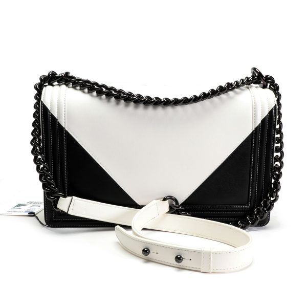 106283 ad2 Chanel Black White Geometric New Medium Boy Bag