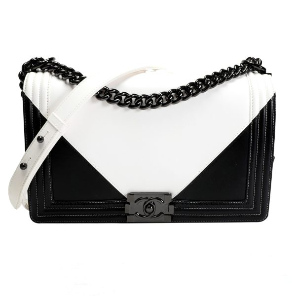 106283 fv Chanel Black White Geometric New Medium Boy Bag