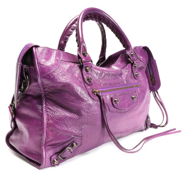 106286 av 31305e40 c367 4e25 97cf f78f16bf211e Balenciaga Ultraviolet Lambskin Classic City Bag