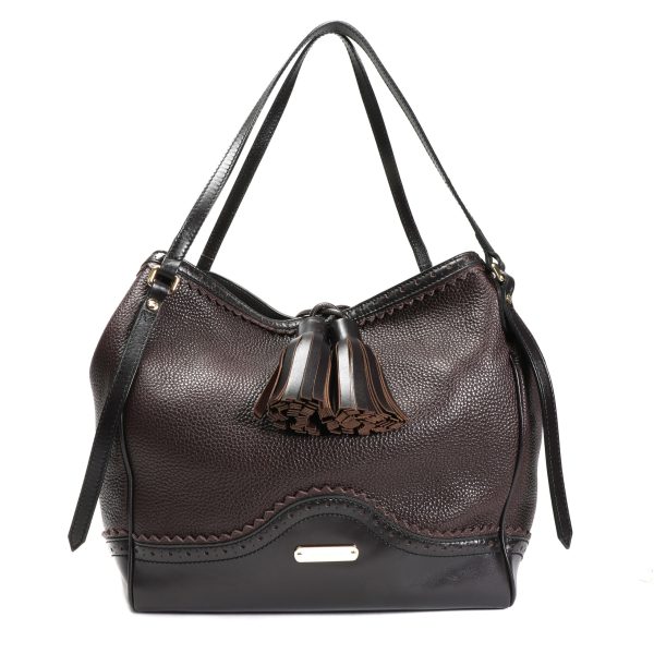 106310 fv bfc282a0 6537 4794 980e 8c36845fefff Burberry Chocolate Pebbled Leather Brogue Canterbury Bag