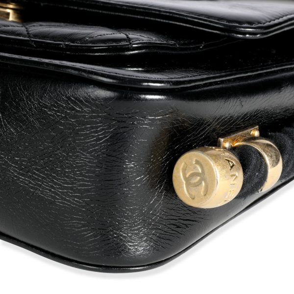 106958 box Chanel Black Crinkled Calfskin En Vogue Rope Flap Bag