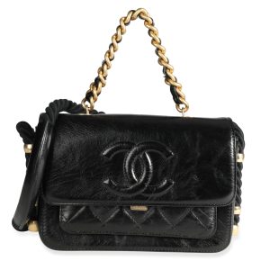 106958 fv Versace Faux Leather Shoulder Bag with Golden Buckle Black