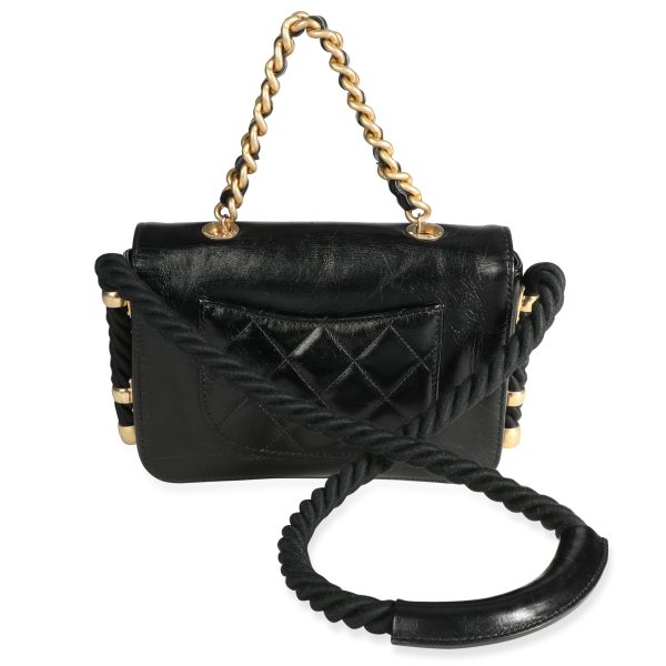 106958 pv Chanel Black Crinkled Calfskin En Vogue Rope Flap Bag