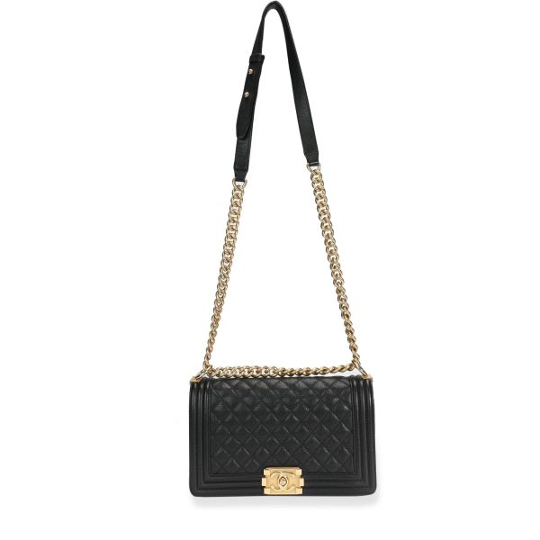 106990 bv 06dbfb21 7e27 46ea a683 d1dffa8c208d Chanel Black Caviar Quilted Old Medium Boy Bag