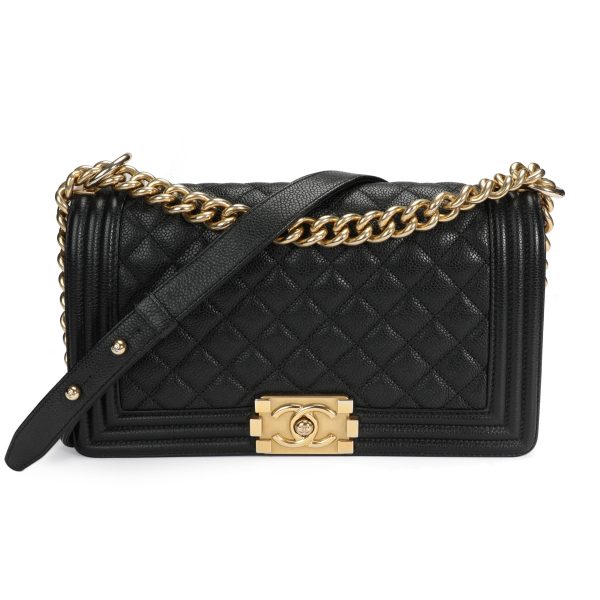 106990 fv 61ad9e9e 294a 4078 b2da d9a0502916aa Chanel Black Caviar Quilted Old Medium Boy Bag