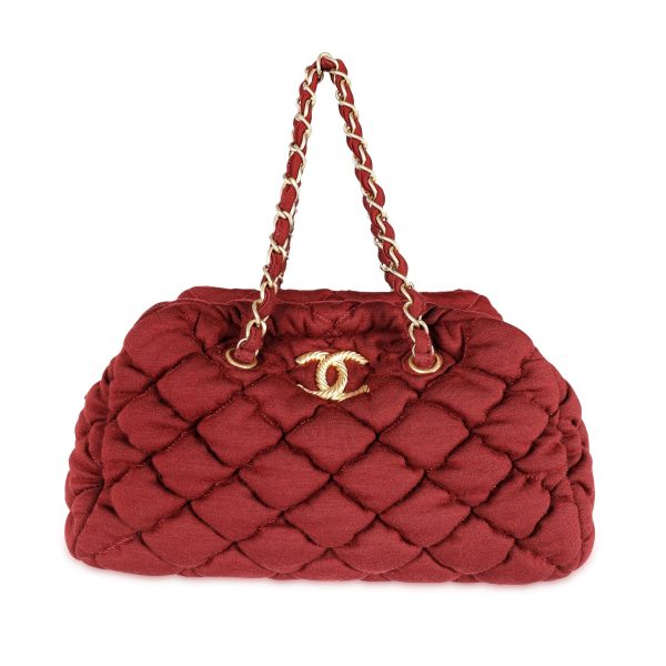 107357 fv e22400cd f932 49e2 9e86 f495ec619307 Chanel Burgundy Jersey Quilted Bubble Bag