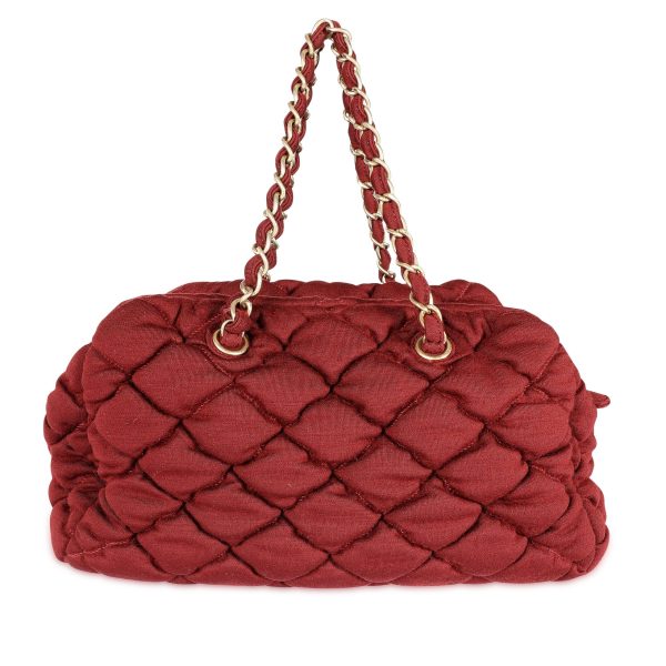 107357 pv Chanel Burgundy Jersey Quilted Bubble Bag