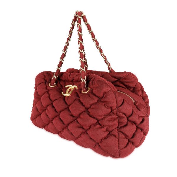 107357 sv Chanel Burgundy Jersey Quilted Bubble Bag