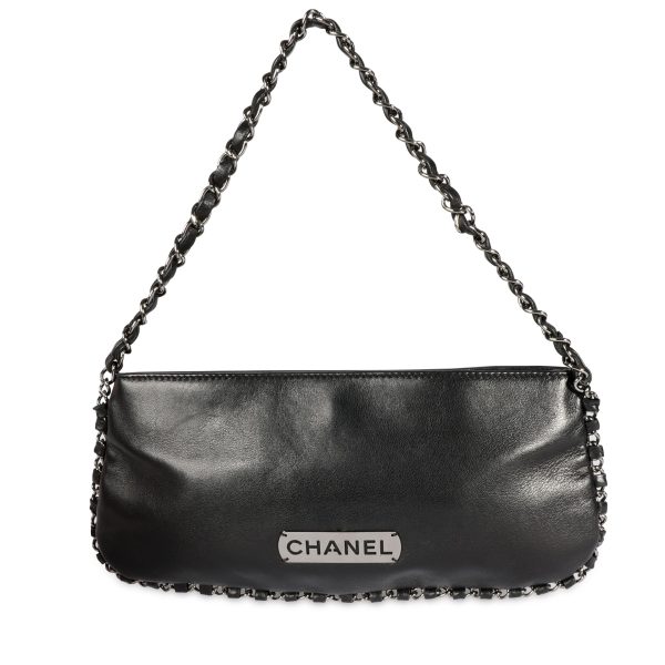 107365 fv ec987b3b fa4e 443d 90b2 ecaf3934e8cd Chanel Black Lambskin Chain Pochette