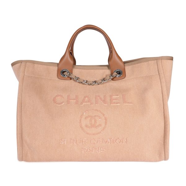 107403 fv cfdead20 fbb0 4902 bfa7 6916505c67c5 Chanel Camel Canvas Sequins Large Deauville Tote