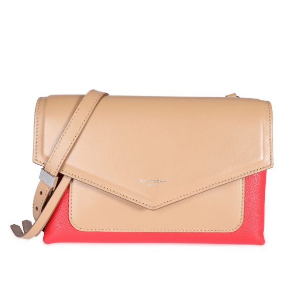 107741 fv Givenchy Beige Red Leather Duetto Crossbody Bag