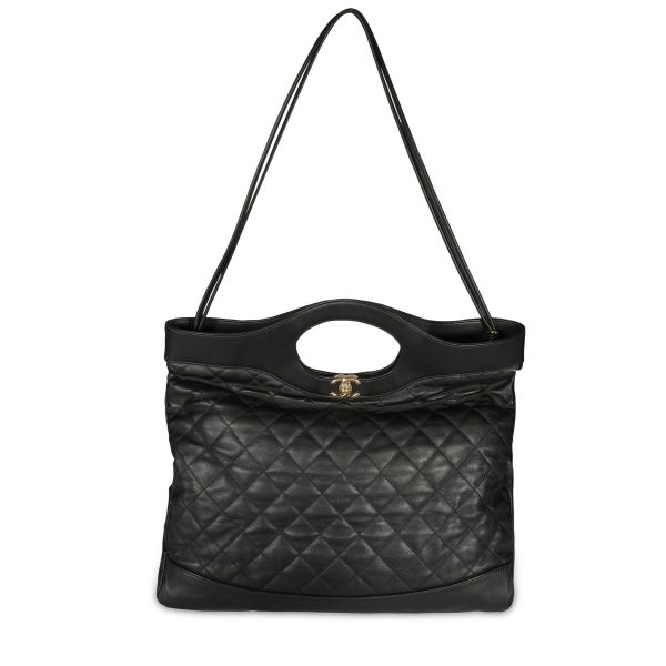 107857 fv Chanel Black Quilted Lambskin Large 31 Shopping Bag