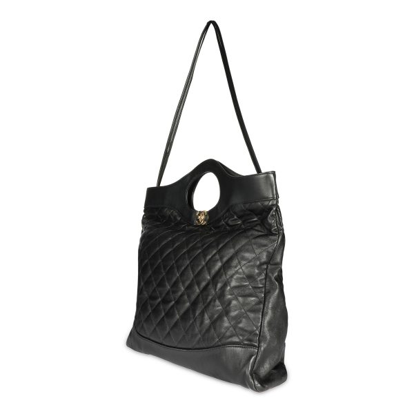 107857 sv Chanel Black Quilted Lambskin Large 31 Shopping Bag